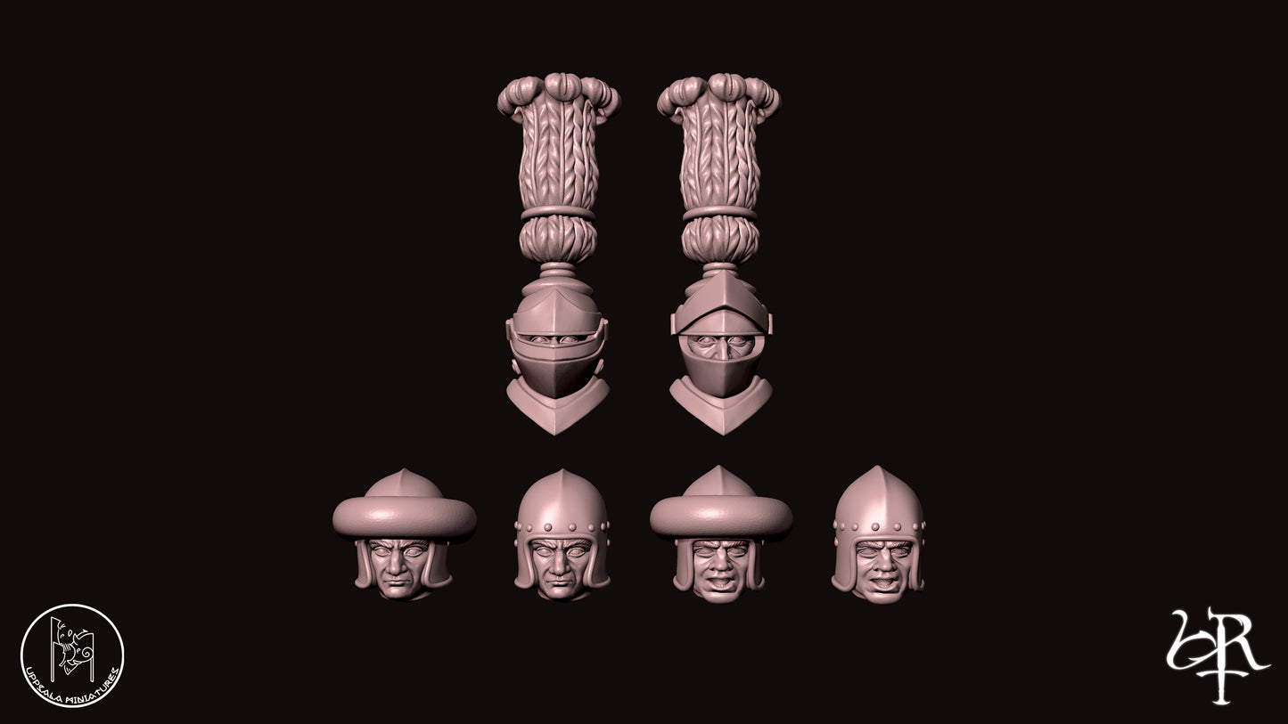 CAVALRY HELMETS COMPAGNIE DI VENTURA 15th CENTURY 28mm_1/72