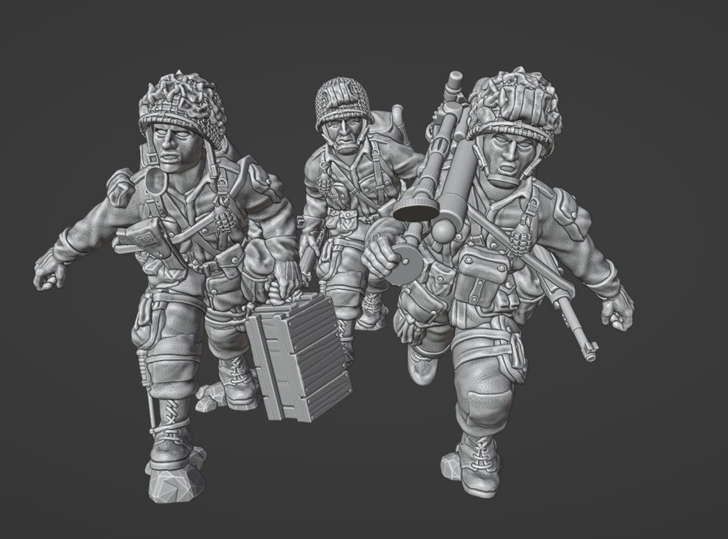 Colonel Muller Miniatures US Paratroopers M2 MORTAR (moving) 28mm