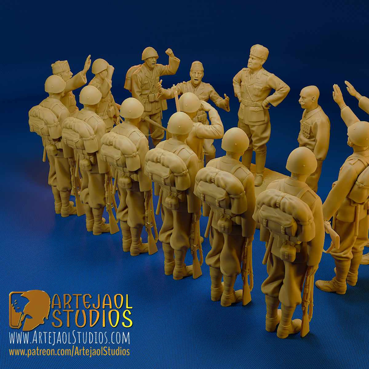 MUSSOLINI and TROOPS ITALY WW2 Artejaol Studios Miniatures