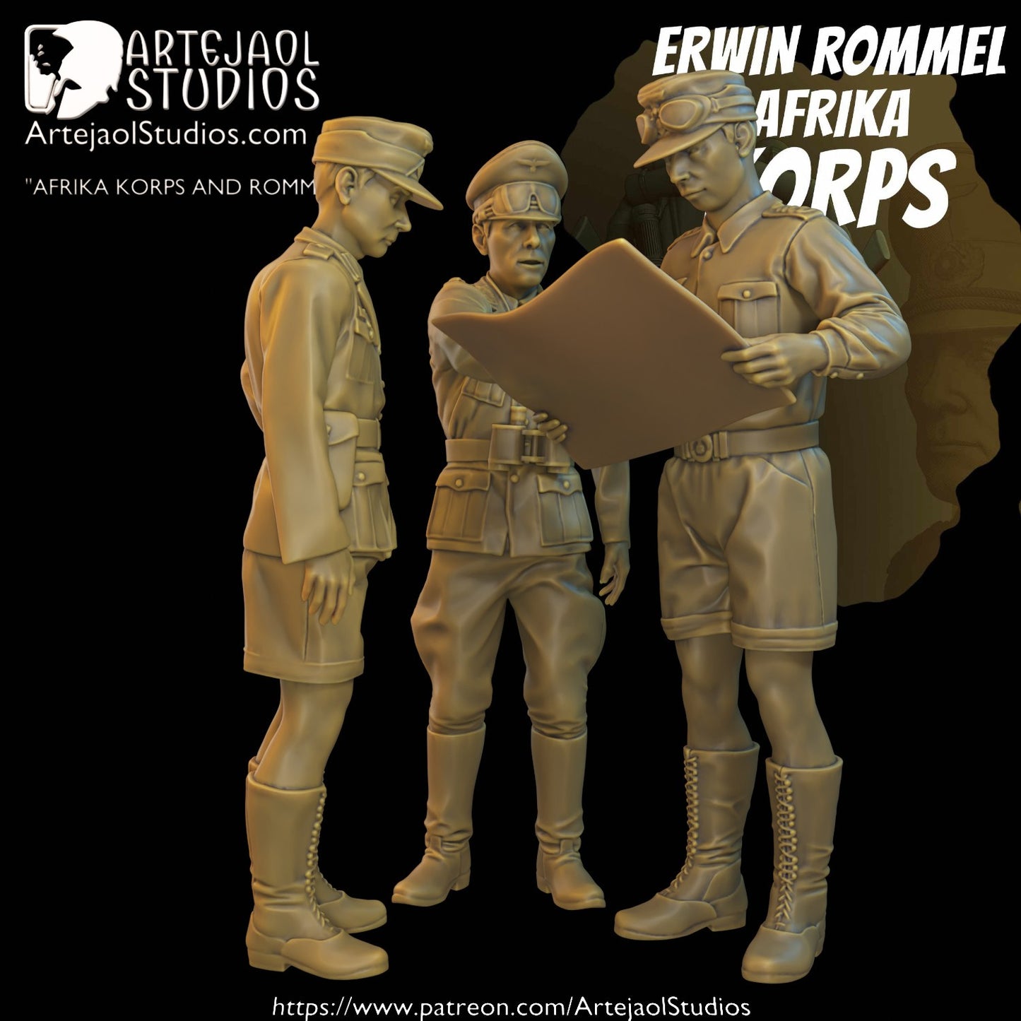 ERWIN ROMMEL MINI DIORAMA AFRICA WW2 Artejaol Studios Miniatures