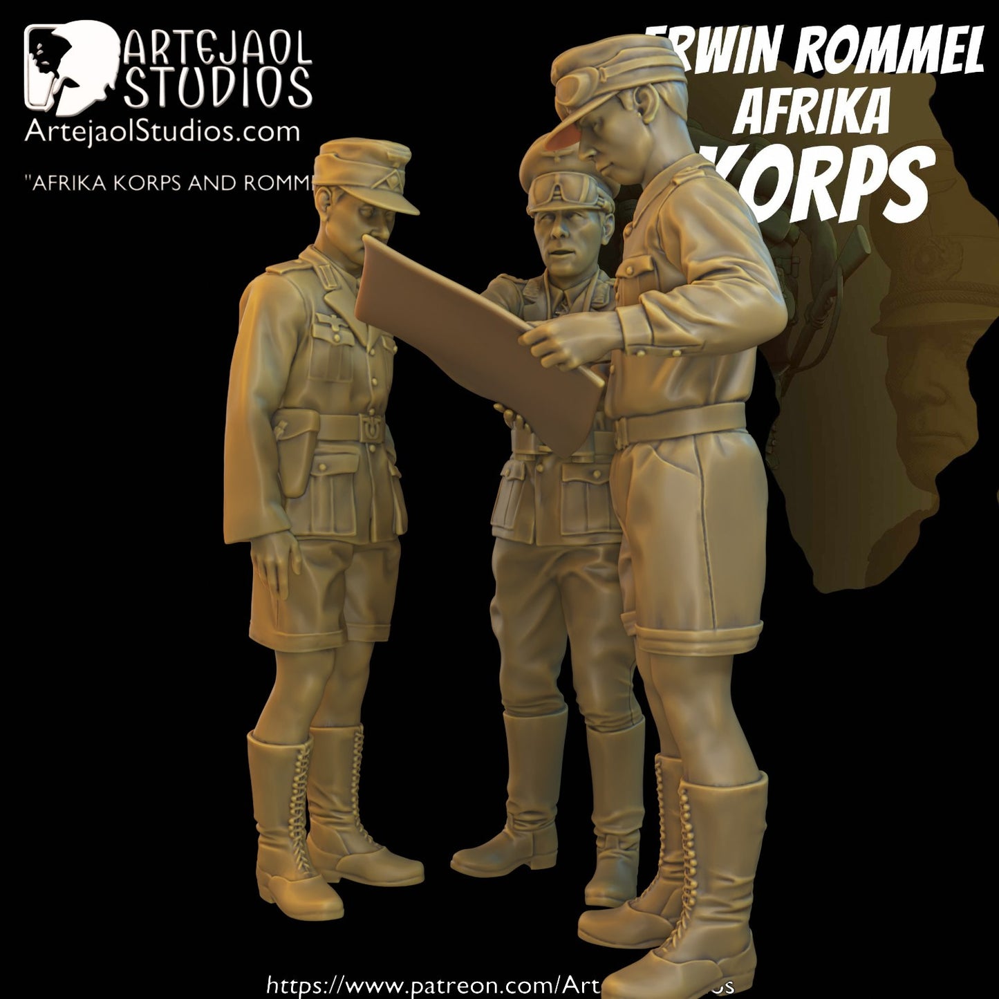 ERWIN ROMMEL MINI DIORAMA AFRICA WW2 Artejaol Studios Miniatures
