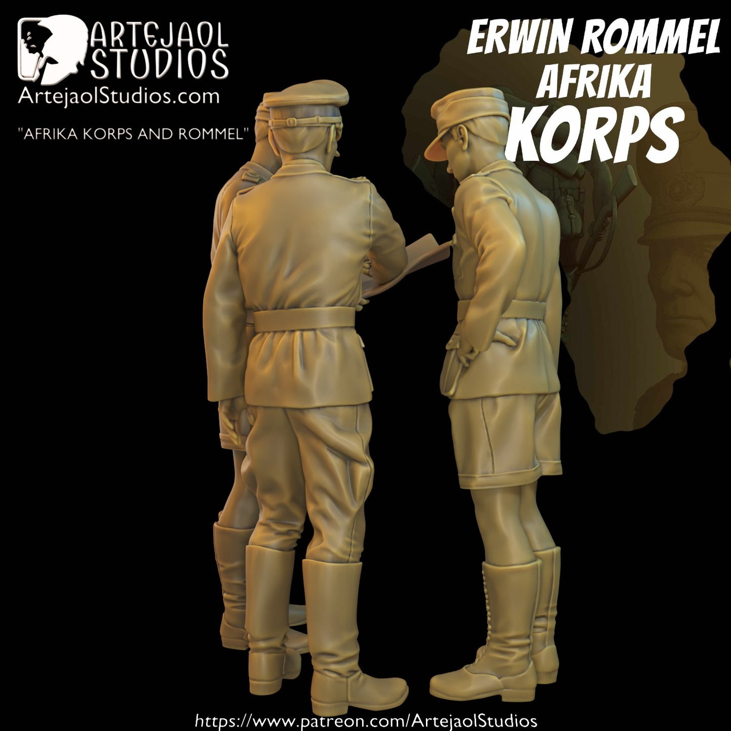 ERWIN ROMMEL MINI DIORAMA AFRICA WW2 Artejaol Studios Miniatures