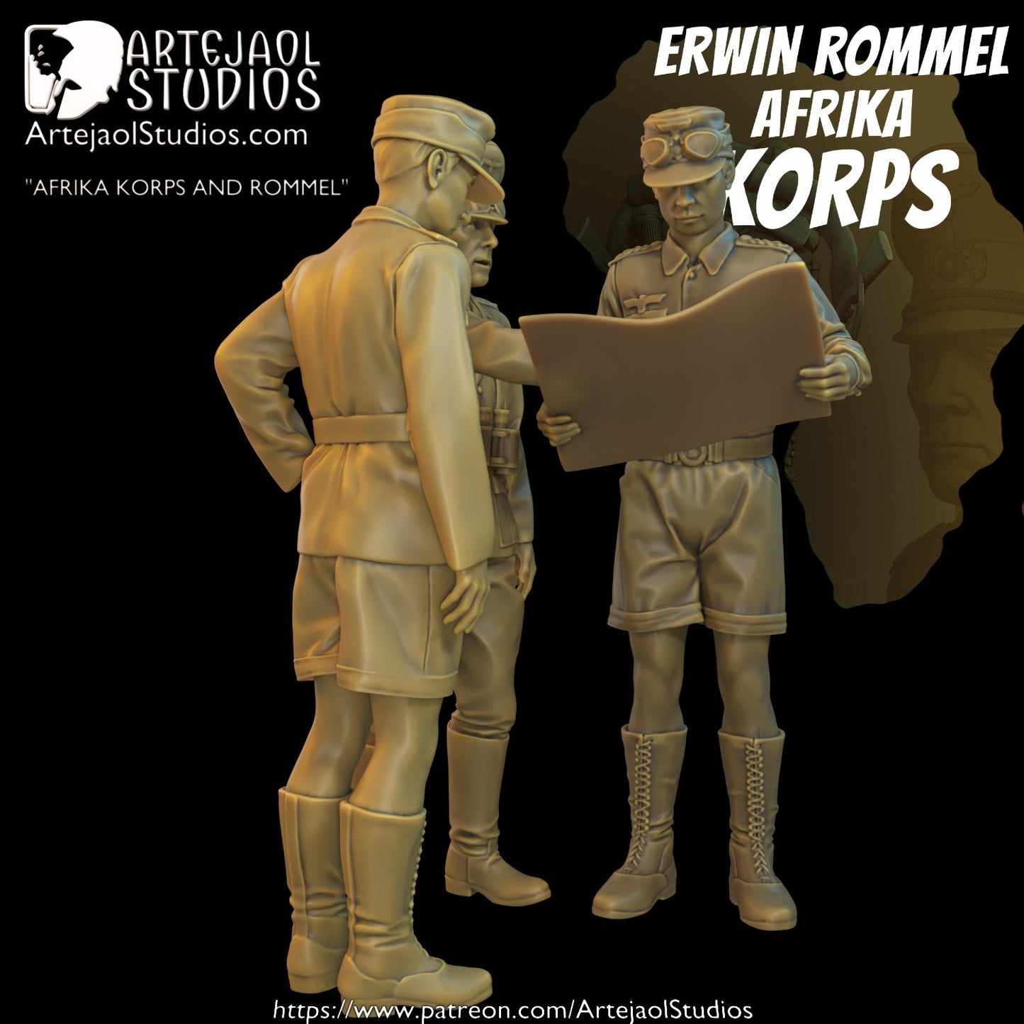 ERWIN ROMMEL MINI DIORAMA AFRICA WW2 Artejaol Studios Miniatures