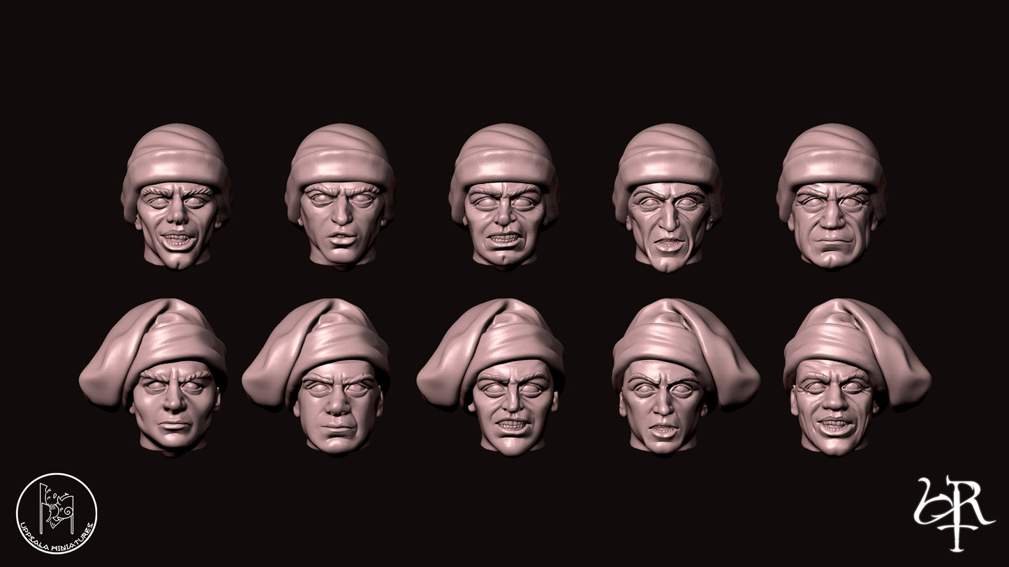 HEADS LIGHT CAVALRY COMPAGNIE DI VENTURA 15th CENTURY 28mm_1/72 SET 1