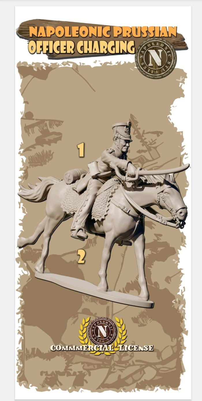 NAPOLEONIC STL FILES OFFICER CHARGING 28mm