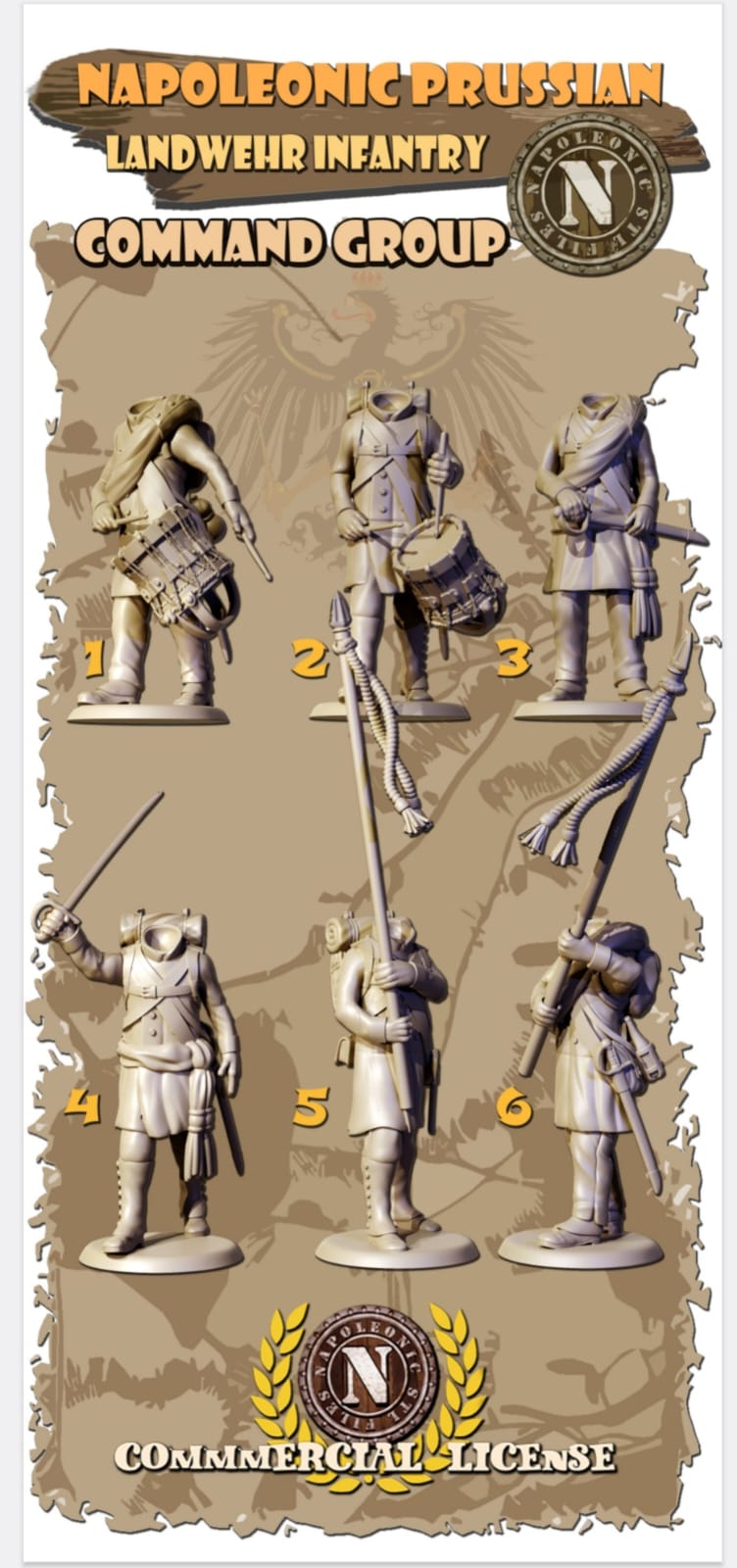 NAPOLEONIC STL FILES LANDWEHR COMMAND GROUP 28mm