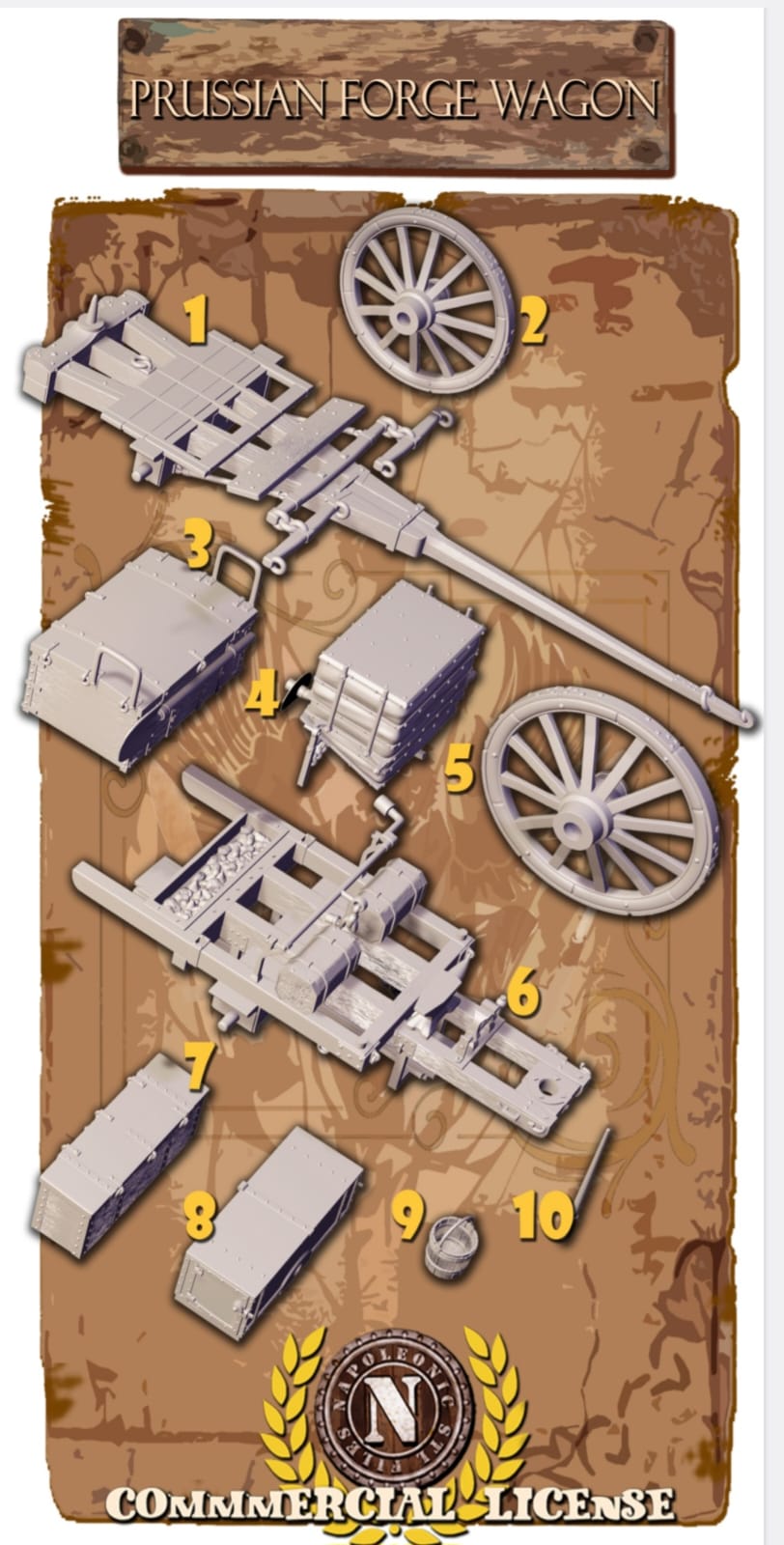NAPOLEONIC STL FILES PRUSSIAN ARTILLERY FORGE WAGON 28mm
