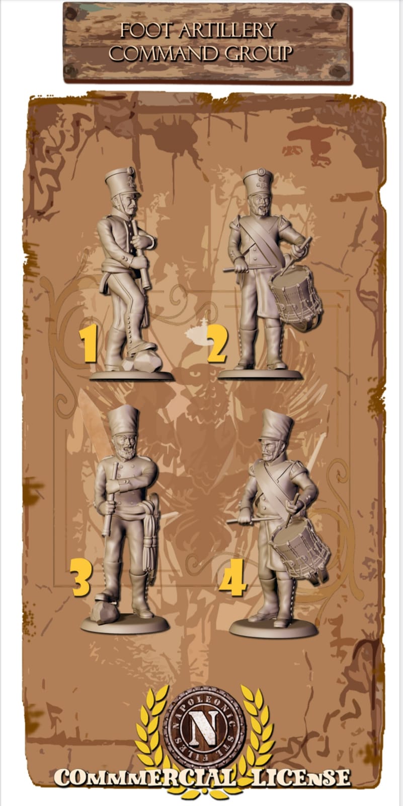 NAPOLEONIC STL FILES PRUSSIAN ARTILLERY COMMAND GROUP 28mm