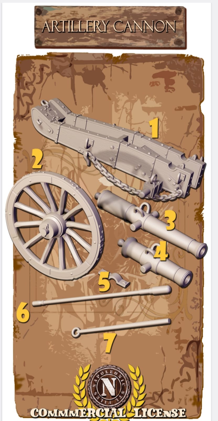 NAPOLEONIC STL FILES PRUSSIAN ARTILLERY CANNON set 1 28mm