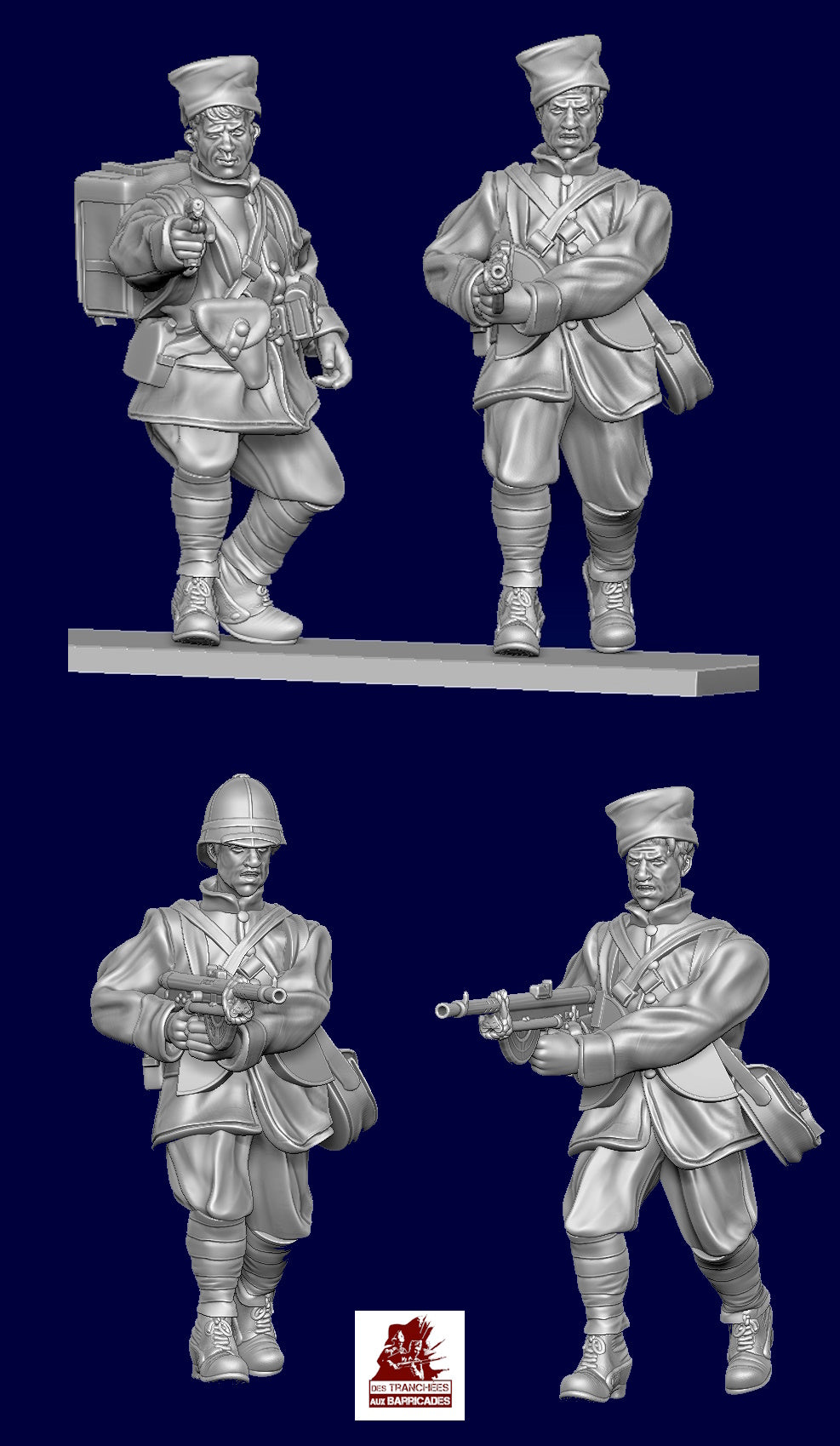 Des tranchées aux barricades Français équipés d’un Chauchat 28mm