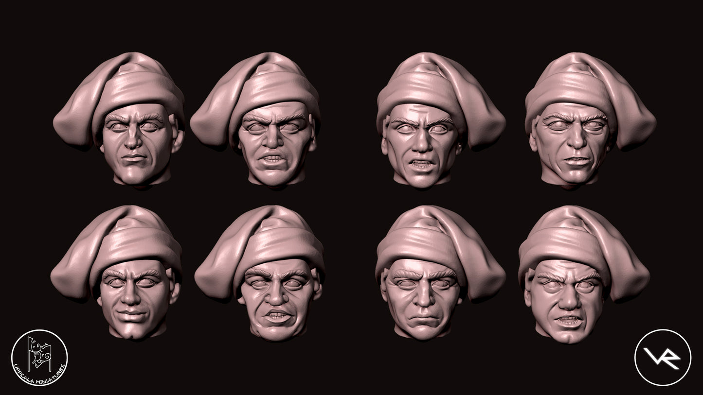 HEADS-TESTE COMPAGNIE DI VENTURA 15th CENTURY 28mm_1/72 SET 7