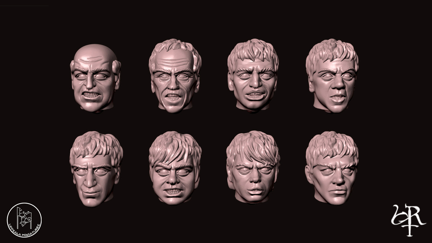 HEADS FOR SAPPERS, INFANTRY AND CAVALRY COMPAGNIE DI VENTURA 15th CENTURY 28mm_1/72 SET 4