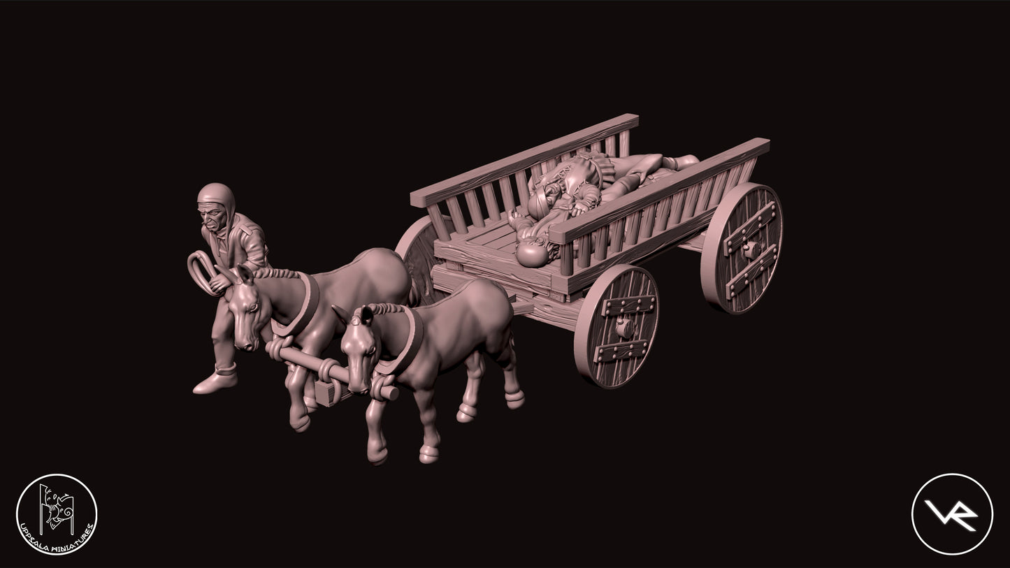 CART WITH DEAD INFANTRY COMPAGNIE DI VENTURA 15th CENTURY 28mm_1/72 STG G