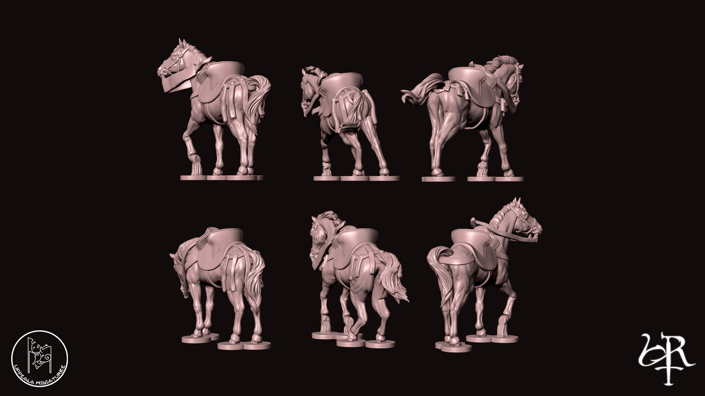 HORSES NO ARMOR   COMPAGNIE DI VENTURA 15th CENTURY   28mm_1/72