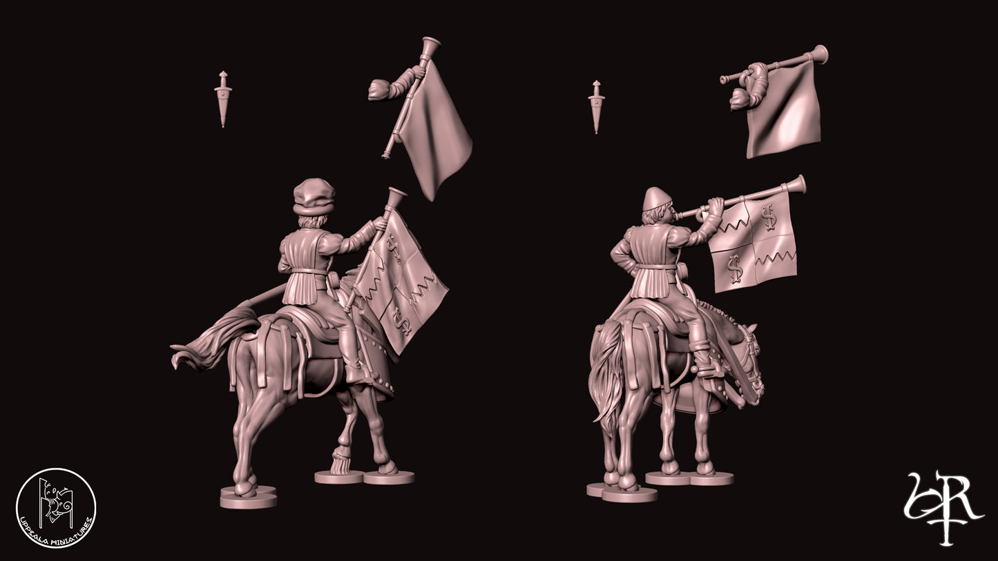MOUNTED TROMBETTO COMPAGNIE DI VENTURA 15th CENTURY   28mm_1/72 PATREON