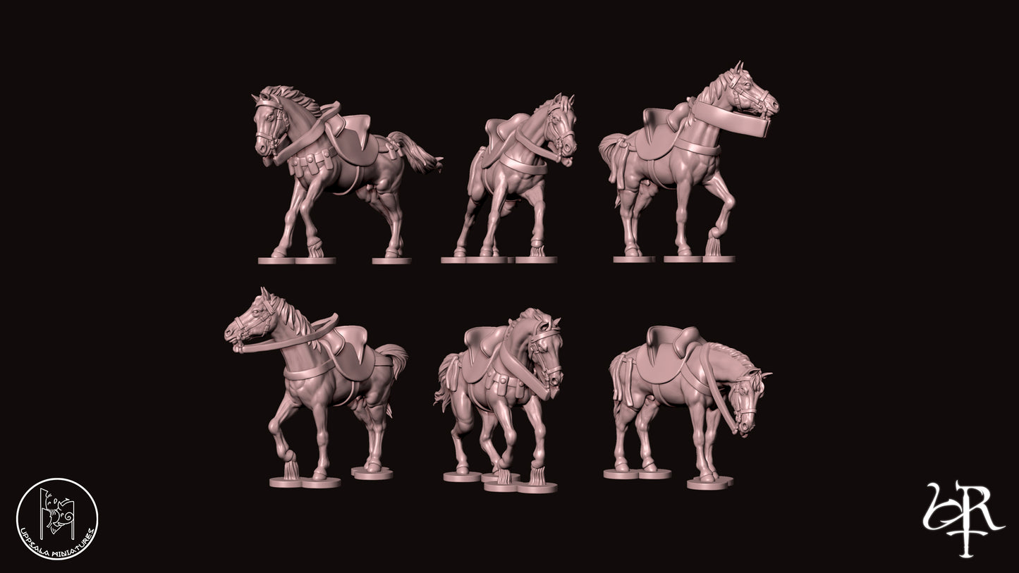HORSES NO ARMOR   COMPAGNIE DI VENTURA 15th CENTURY   28mm_1/72