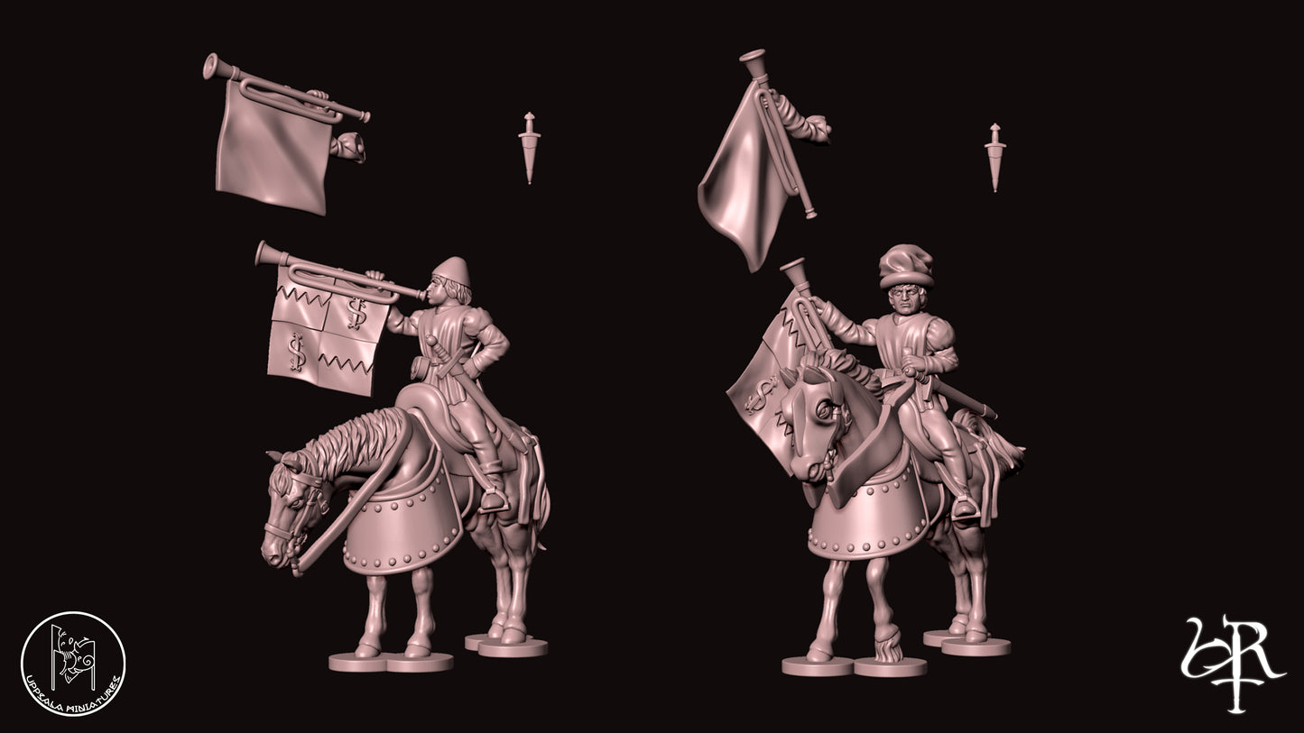 MOUNTED TROMBETTO COMPAGNIE DI VENTURA 15th CENTURY   28mm_1/72 PATREON