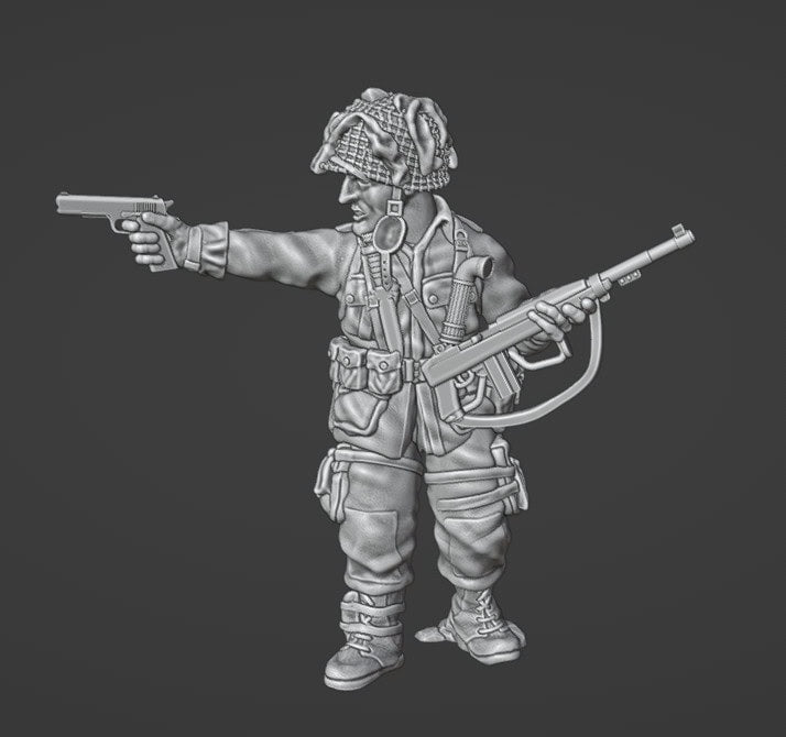 Colonel Muller Miniatures     US OFFICER with Colt 45 and M2 Carbine 28mm