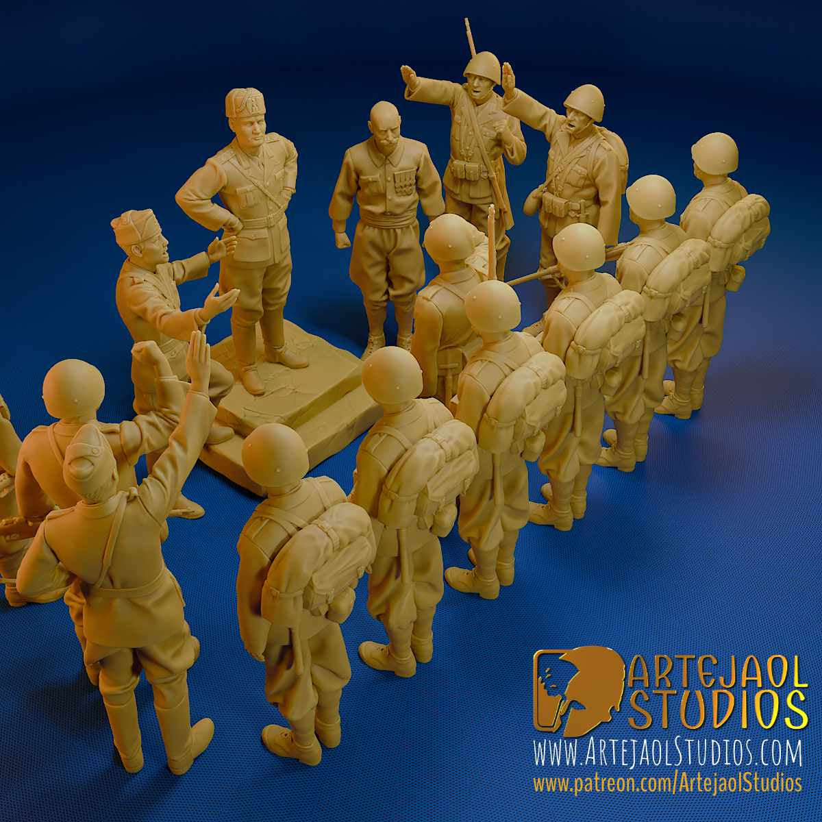 MUSSOLINI and TROOPS ITALY WW2      Artejaol Studios Miniatures