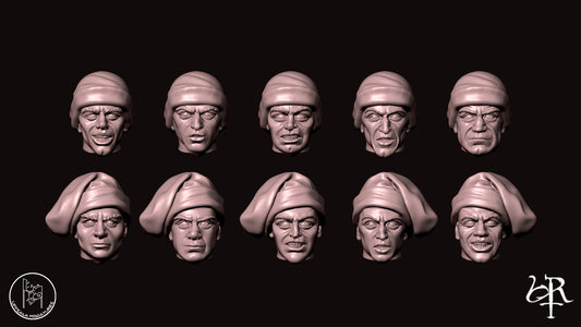 HEADS LIGHT CAVALRY  COMPAGNIE DI VENTURA 15th CENTURY   28mm_1/72 SET 1