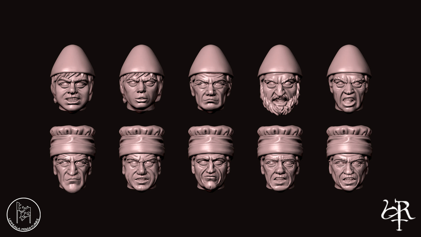HEADS LIGHT CAVALRY  COMPAGNIE DI VENTURA 15th CENTURY   28mm_1/72 SET 2