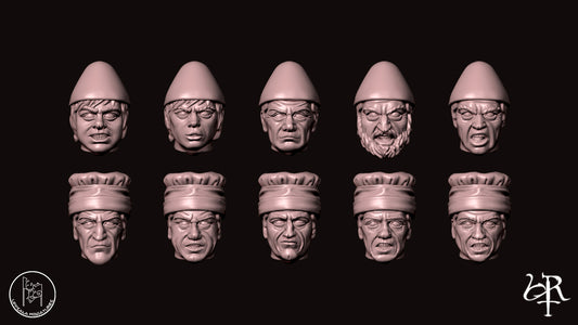 HEADS LIGHT CAVALRY  COMPAGNIE DI VENTURA 15th CENTURY   28mm_1/72 SET 2