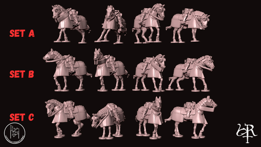 HEAVY CAVALRY TYPE A COMPAGNIE DI VENTURA 15th CENTURY   28mm_1/72 SET A-B-C