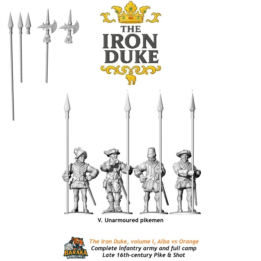 UNARMOURED PIKEMEN  BARAKA WARGAMES 28mm/1.72/15mm