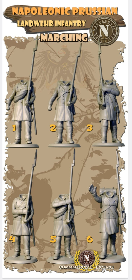 NAPOLEONIC STL FILES    LANDWEHR INFANTRY MARCHING 28mm