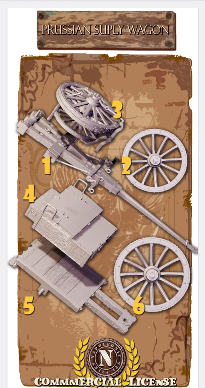 NAPOLEONIC STL FILES    PRUSSIAN ARTILLERY SUPLY WAGON  28mm