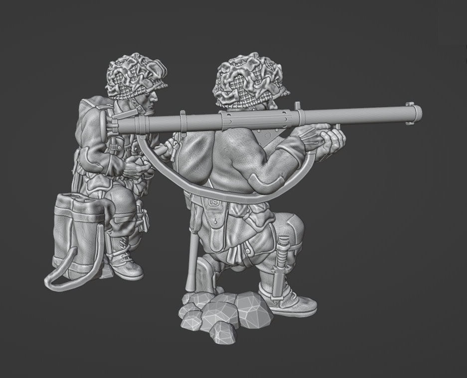 Colonel Muller Miniatures      US Paratroopers Bazooka Team Firing 2 28mm