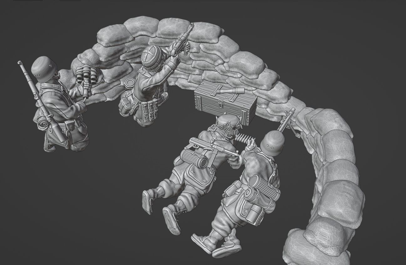 Colonel Muller Miniatures Fallschirmjager ONLY fortified sandbag position 28mm