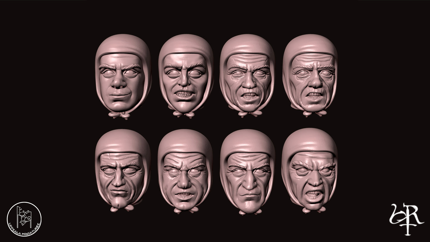 HEADS FOR SAPPERS, INFANTRY AND CAVALRY COMPAGNIE DI VENTURA 15th CENTURY   28mm_1/72 SET 2