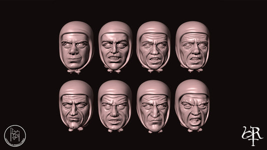 HEADS FOR SAPPERS, INFANTRY AND CAVALRY COMPAGNIE DI VENTURA 15th CENTURY   28mm_1/72 SET 2