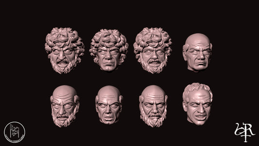 HEADS FOR SAPPERS, INFANTRY AND CAVALRY COMPAGNIE DI VENTURA 15th CENTURY   28mm_1/72 SET 3