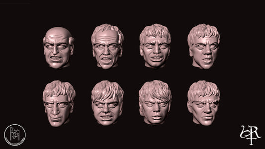 HEADS FOR SAPPERS, INFANTRY AND CAVALRY COMPAGNIE DI VENTURA 15th CENTURY   28mm_1/72 SET 4